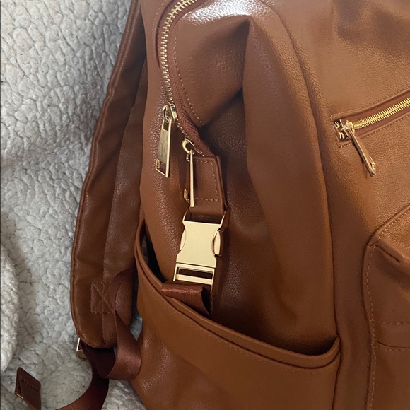 Chic Brown Faux Leather Diaper Bag - Picture 2 of 10